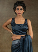 Angelic Grey Color Satin Fabric Designer Saree