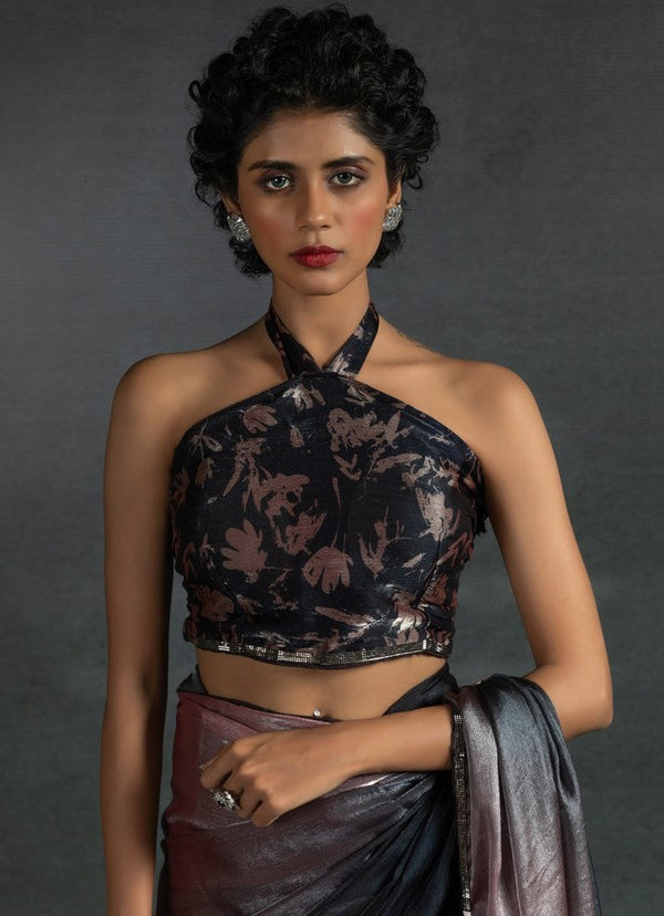 Ideal Peach Color Satin Fabric Designer Saree