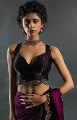 Ideal Wine Color Satin Fabric Designer Saree