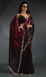 Ideal Maroon Color Satin Fabric Designer Saree