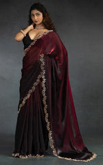 Ideal Maroon Color Satin Fabric Designer Saree
