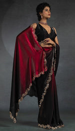 Ideal Red Color Satin Fabric Designer Saree