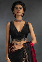 Ideal Red Color Satin Fabric Designer Saree