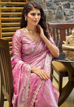 Lovely Pink Color Silk Fabric Designer Saree