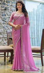 Lovely Pink Color Silk Fabric Designer Saree