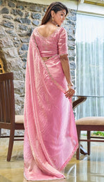 Lovely Pink Color Silk Fabric Designer Saree