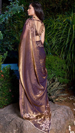 Striking Purple Color Silk Fabric Partywear Saree