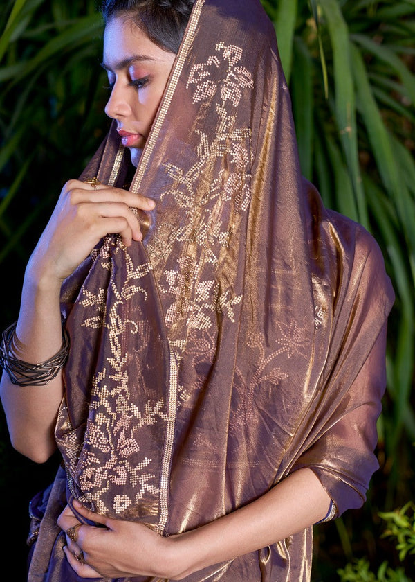 Striking Purple Color Silk Fabric Partywear Saree