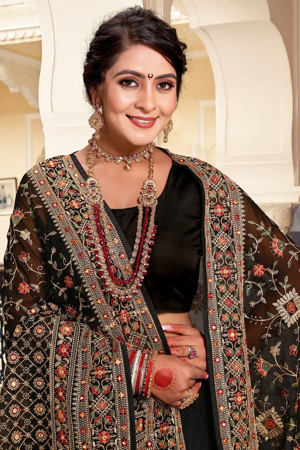 Superb Black Color Georgette Fabric Partywear Saree