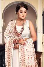 Superb Cream Color Georgette Fabric Partywear Saree