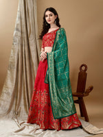 Glowing Red Color Jacquard Fabric Party Wear Lehenga