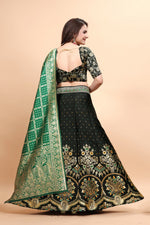 Glowing Black Color Jacquard Fabric Party Wear Lehenga