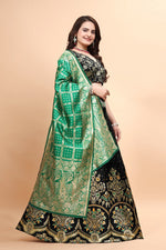 Glowing Black Color Jacquard Fabric Party Wear Lehenga