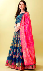 Charming Teal Color Jacquard Fabric Party Wear Lehenga