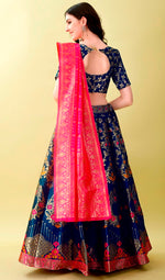 Charming Teal Color Jacquard Fabric Party Wear Lehenga