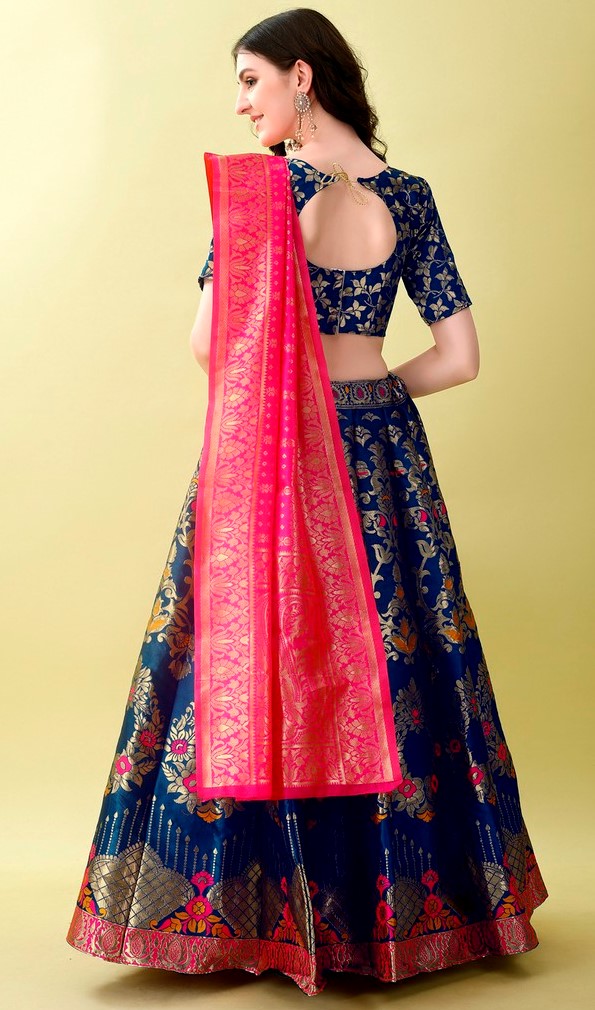 Charming Teal Color Jacquard Fabric Party Wear Lehenga