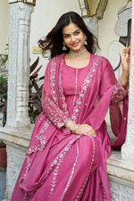 Striking Pink Color Georgette Fabric Gown