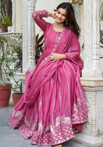 Striking Pink Color Georgette Fabric Gown
