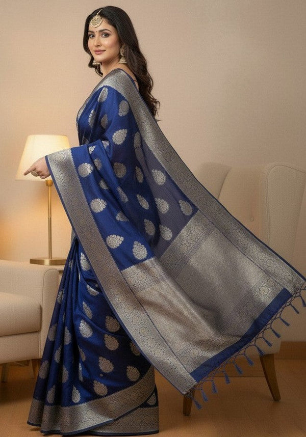 Impressive Blue Color Silk Fabric Casual Saree
