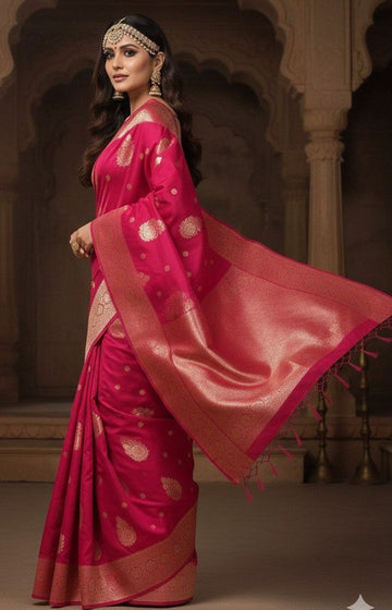 Impressive Magenta Color Silk Fabric Casual Saree