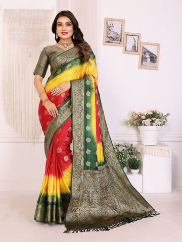 Classy Multi Color Satin Fabric Partywear Saree