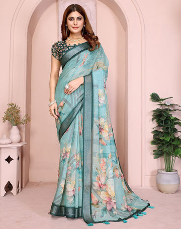 Lovely Pink Color Cotton Fabric Casual Sarees