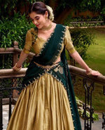 Glowing Golden Color Cotton Fabric Party Wear Lehenga