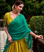 Glowing Yellow Color Cotton Fabric Party Wear Lehenga