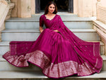Glowing Wine Color Chanderi Fabric Party Wear Lehenga