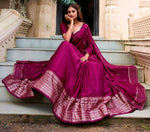 Glowing Wine Color Chanderi Fabric Party Wear Lehenga