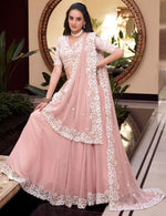 Angelic Peach Color Silk Fabric Party Wear Lehenga