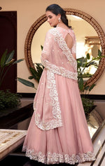 Angelic Peach Color Silk Fabric Party Wear Lehenga
