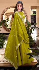 Angelic Green Color Georgette Fabric Party Wear Lehenga