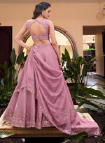 Angelic Pink Color Crush  Fabric Party Wear Lehenga