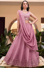 Angelic Pink Color Crush  Fabric Party Wear Lehenga
