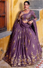 Angelic Purple Color Crush  Fabric Party Wear Lehenga