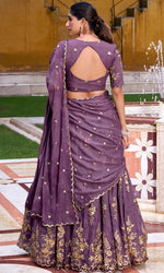 Angelic Purple Color Crush  Fabric Party Wear Lehenga