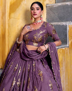 Angelic Purple Color Crush  Fabric Party Wear Lehenga