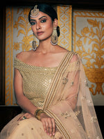 Splendid Cream Color Net  Fabric Party Wear Lehenga