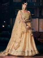 Splendid Cream Color Net  Fabric Party Wear Lehenga