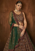 Stunning Brown Color Georgette Fabric Party Wear Lehenga