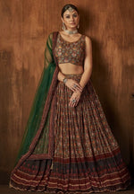 Stunning Brown Color Georgette Fabric Party Wear Lehenga