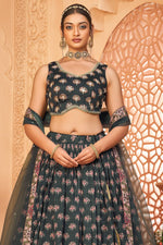 Splendid Grey Color Chinon Fabric Party Wear Lehenga