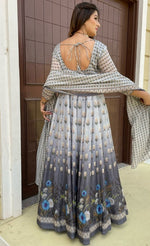 Stunning Grey Color Chanderi Fabric Designer Suit