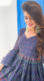 Stunning Navy Blue Color Chanderi Fabric Designer Suit