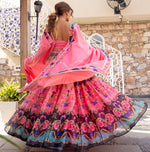 Splendid Pink Color Chanderi Fabric Party Wear Lehenga