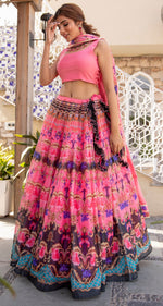 Splendid Pink Color Chanderi Fabric Party Wear Lehenga