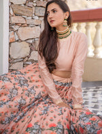 Splendid Peach Color Chanderi Fabric Party Wear Lehenga