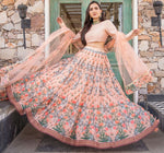 Splendid Peach Color Chanderi Fabric Party Wear Lehenga