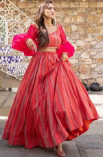 Splendid Pink Color Chanderi Fabric Party Wear Lehenga